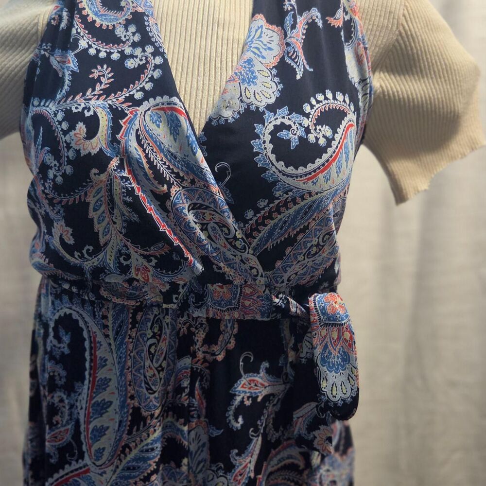 Studio One - V-neck Women's multi Jumpsuit w/tie